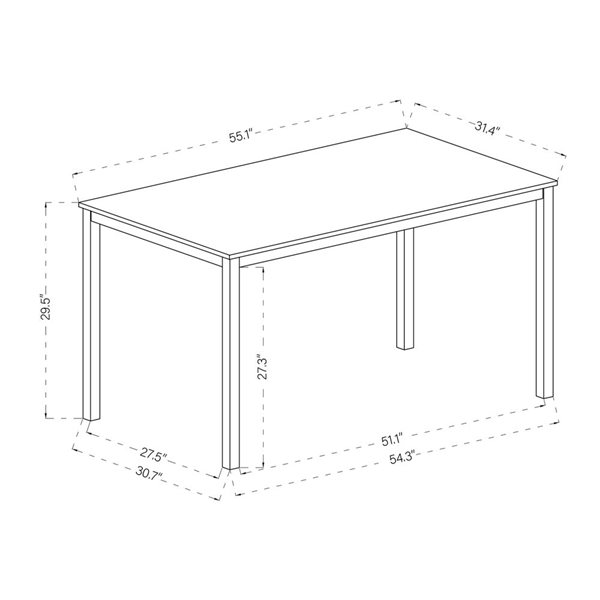 FurnitureR 31-in W x 55-in L Brandt Brown Rectangular Table with Black ...