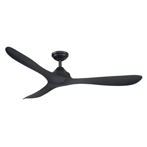 Parrot Uncle 56-in 3-Blade Black Indoor Downrod Mount Ceiling Fan (Remote Control Included)