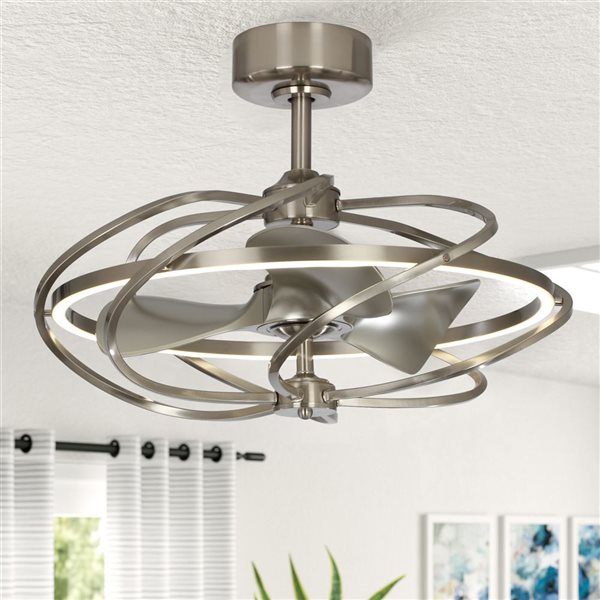 Parrot Uncle 27-in 3-Blade Silver Indoor Downrod Mount Ceiling Fan (Remote Control Included)