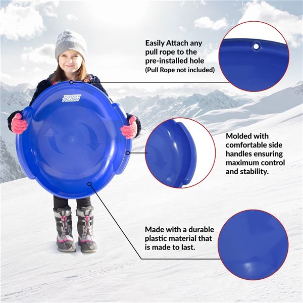 Frost Rush 2-Person Round Blue Plastic Snow Sled