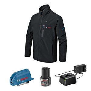 Bosch 12 V Max Heated Jacket Kit with Portable Power Adapter - Size Small
