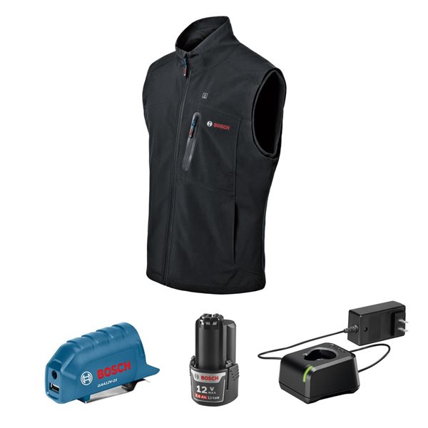 Bosch 12 V Max Heated Vest Kit with Portable Power Adapter Size