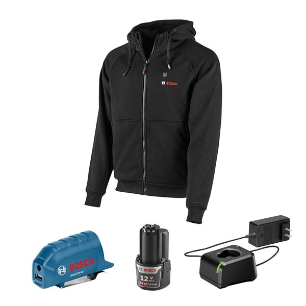 Bosch 12 V Max Heated Hoodie Kit with Portable Power Adapter - Size X Large