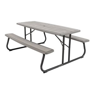 LIFETIME Folding Picnic Table 6-ft  Gray With Steel Frame