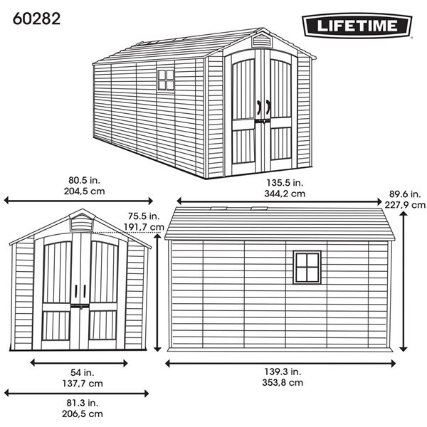 LIFETIME Outdoor Storage Shed 7-ft x 12-ft Off-White and Gray 