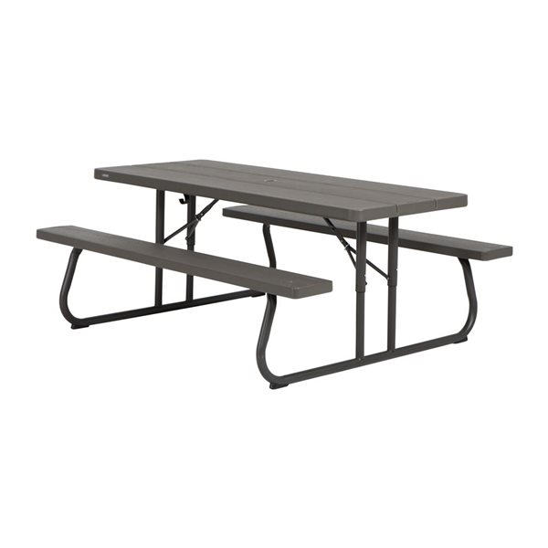LIFETIME Foldable Rectangular 6-ft Outdoor Picnic Table Gray Wood Grain  Design 60105