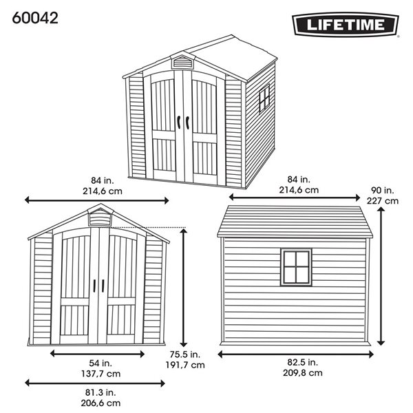 LIFETIME 7-ft x 7-ft Off-White and Grey Outdoor Storage Shed