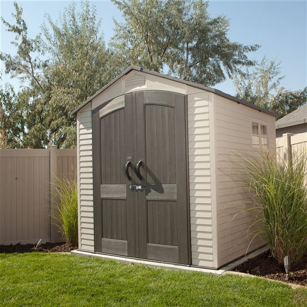 LIFETIME 7-ft x 7-ft Off-White and Grey Outdoor Storage Shed