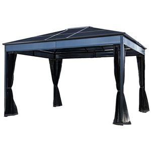 Sojag Diani 10 x 12-in Black Metal Rectangular Gazebo with polycarbonate Roof