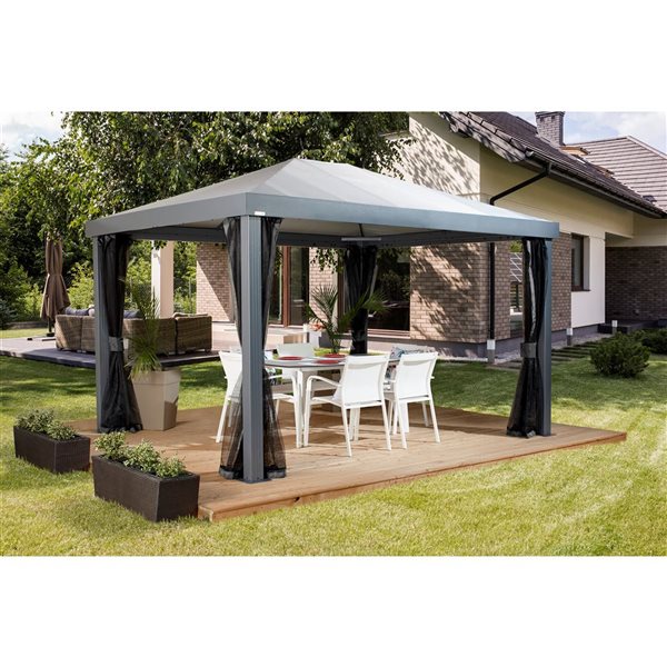 Sojag Monteserra 10 x 12-in Grey Metal Rectangular Gazebo with polyester Roof