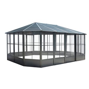 Solarium octogonal Sojag Korado 12 x 18 po métal gris foncé avec toit en acier