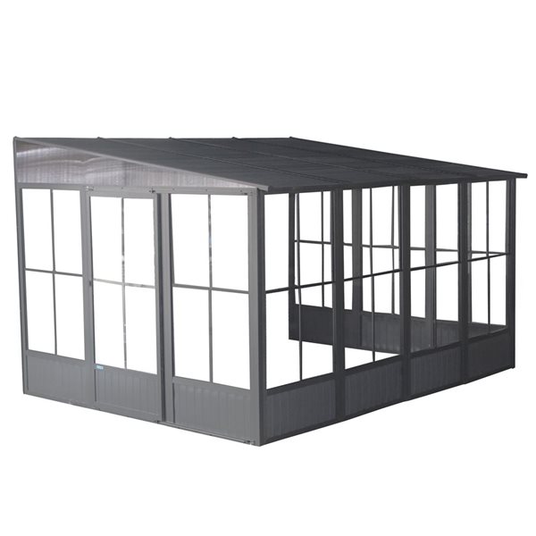 Solarium rectangulaire Sojag Korado 10 x 16 po métal gris foncé avec toit en acier