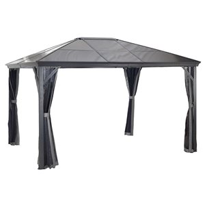 Sojag Verona 10 x 14-in Charcoal Grey Metal Rectangular Gazebo with polycarbonate Roof