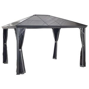 Sojag Verona 10 x 12-in Charcoal Grey Metal Rectangular Gazebo with polycarbonate Roof