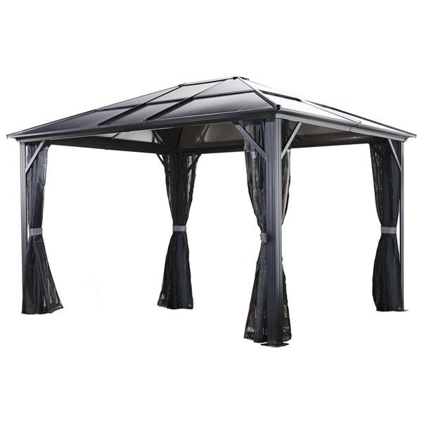 Sojag Meridien 10 x 12-in Charcoal Grey Metal Rectangular Gazebo with polycarbonate Roof