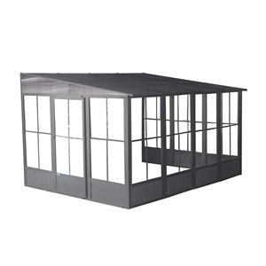 Solarium rectangulaire Sojag Korado 10 x 13 po métal gris foncé avec toit en acier