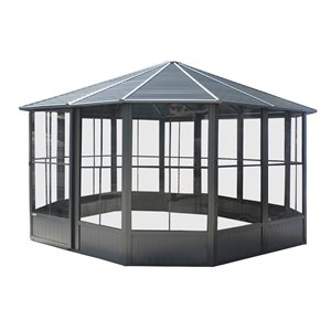 Solarium octogonal Sojag Korado 12 x 12 po métal gris foncé avec toit en acier