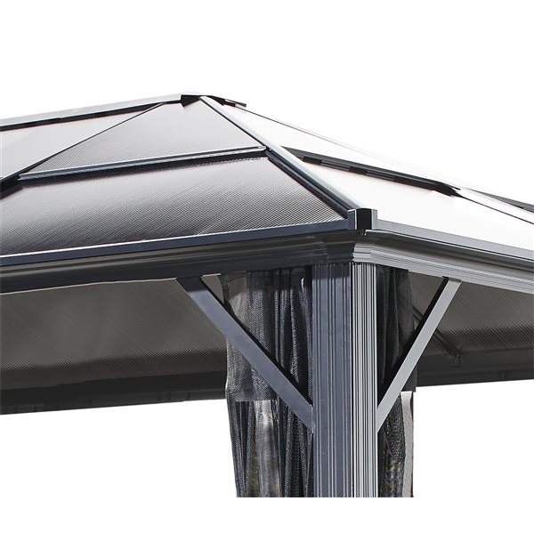 Sojag Meridien 12 x 16-in Charcoal Grey Metal Rectangular Gazebo with polycarbonate Roof