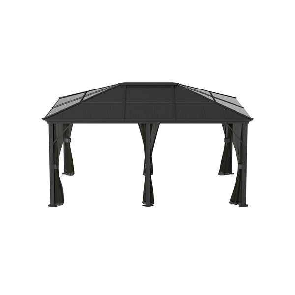 Sojag Meridien 12 x 16-in Charcoal Grey Metal Rectangular Gazebo with polycarbonate Roof