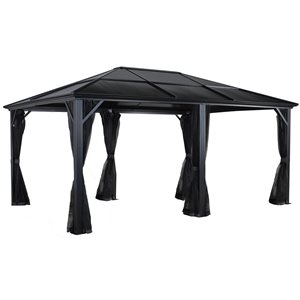 Sojag Meridien 12 x 16-in Charcoal Grey Metal Rectangular Gazebo with polycarbonate Roof