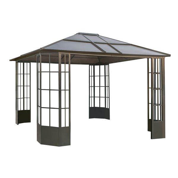 Sojag Savino 10 x 12-in Black Metal Rectangular Gazebo with polycarbonate Roof