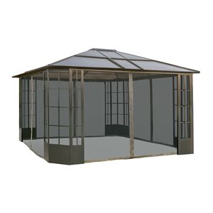 Abri de jardin rectangulaire Sojag Savino 12 x 14 po métal noir avec toit en polycarbonate