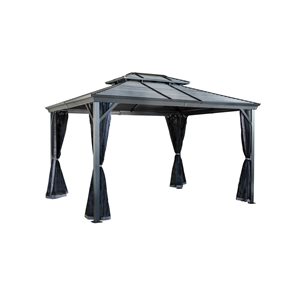 Abri de jardin carré Sojag Ventura II 10 x 10 po métal gris foncé avec toit en acier