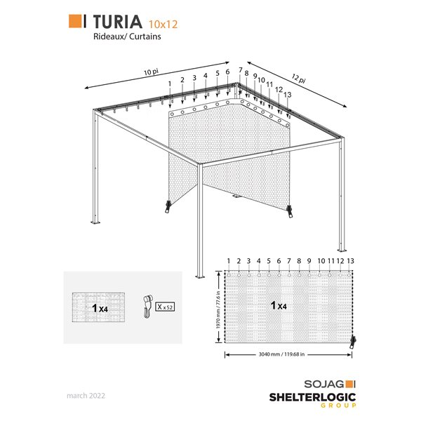 Sojag Turia 10 x 12-in Grey Metal Rectangular Gazebo with