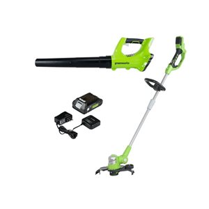 Greenworks 24V String Trimmer and Blower Combo Pack 2Ah Battery and Charger Included