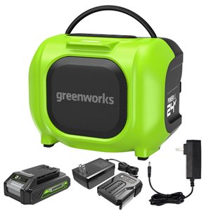 Haut-parleur de chantier compact Bluetooth Greenworks 24V CA/CC