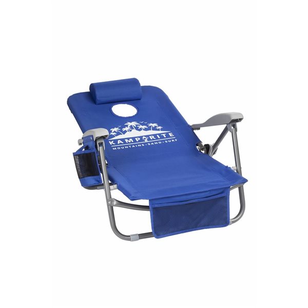 Kamp-Rite Sac It Up Blue Beach Chair with Cornhole Game