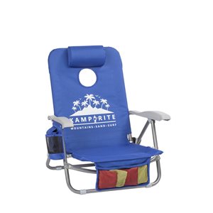 Kamp-Rite Sac It Up Blue Beach Chair with Cornhole Game