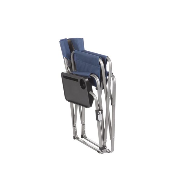 Kamp-Rite Tan and Blue Folding Director's Chair with Swivel Tray