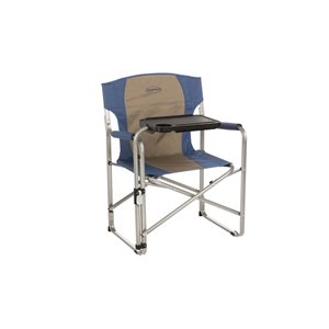 Kamp-Rite Tan and Blue Folding Director's Chair with Swivel Tray