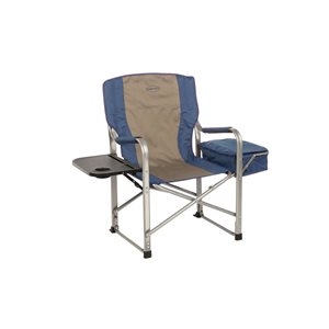 Kamp-Rite Tan and Blue Folding Director's Chair with Side Table and Cooler