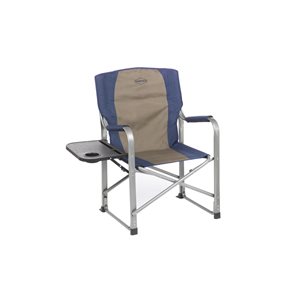 Kamp-Rite Tan and Blue Folding Director's Chair with Side Table