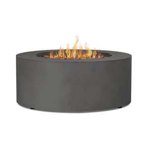 Real Flame Aegean 36-in 50 000 BTU Weathered Slate Round Propane Fire Table with NG Conversion Kit