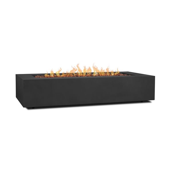 Real Flame Aegean 70-in 65 000 BTU Black Rectangle Propane Fire Table with Natural Gas Conversion Kit