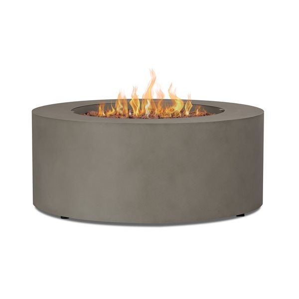 Foyer extérieur rond au gaz propane Aegean de Real Flame gris brume 36 po 50 000 BTU