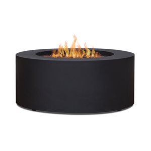 Real Flame Aegean 36-in 50,000 BTU Black Round Propane Fire Table with Natural Gas Conversion Kit