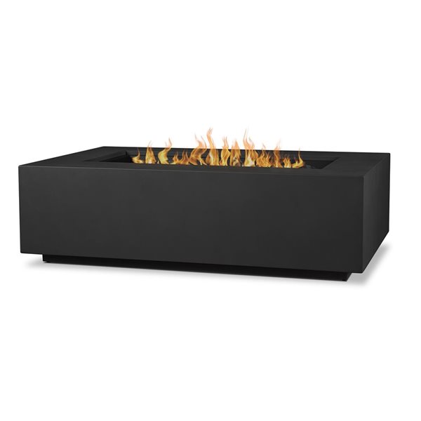 Real Flame Aegean Rectangle Propane Fire Table Black with Natural Gas Conversion Kit 50-in 50 000 BTU