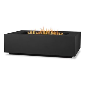 Real Flame Aegean Rectangle Propane Fire Table Black with Natural Gas Conversion Kit 50-in 50 000 BTU