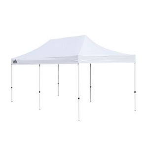 Abri-soleil escamotable Commercial blanc de 10 x 20 pi par Quik Shade
