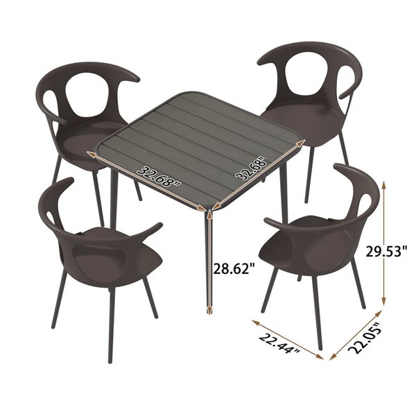 CASAINC 5-Piece Patio Dining Table Set