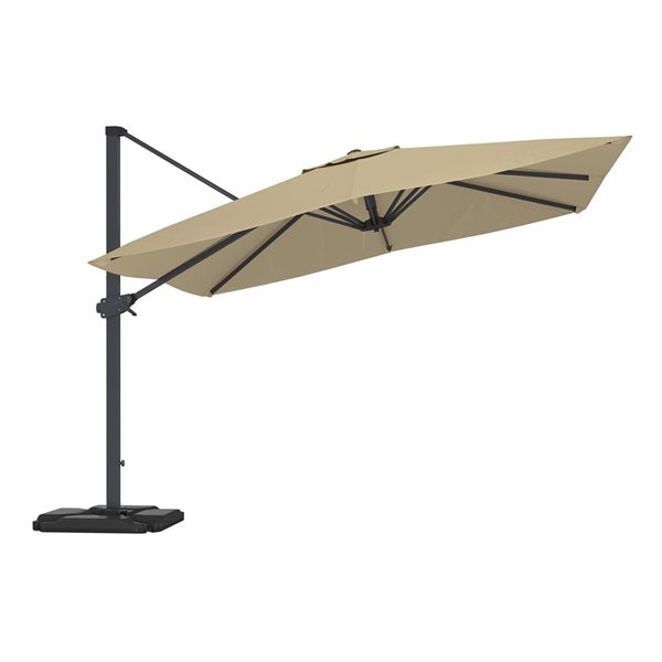 CASAINC 10-ft Square Cantilever Patio Umbrella in Beige - Base Included