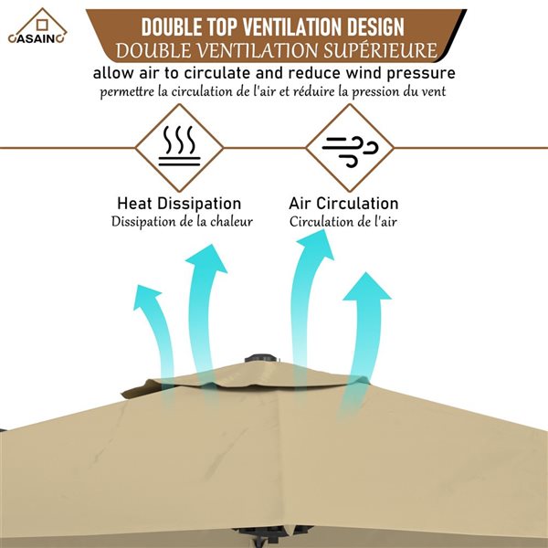 CASAINC 10-ft Square Cantilever Patio Umbrella in Beige - Base Included