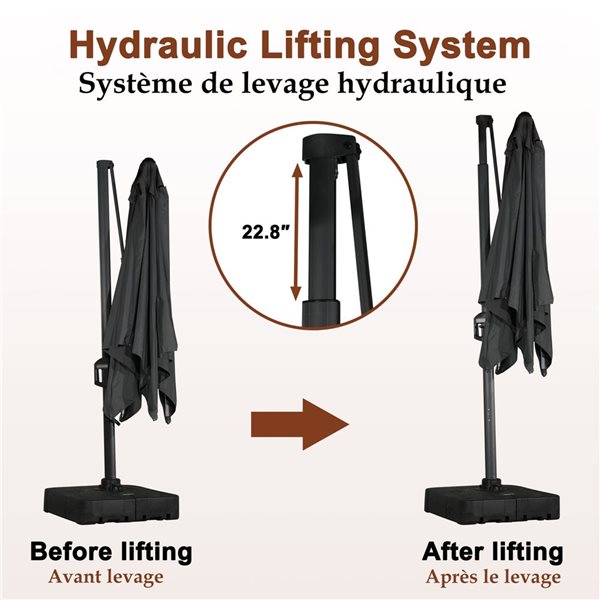 CASAINC 11-ft Grey Cantilever Patio Umbrella