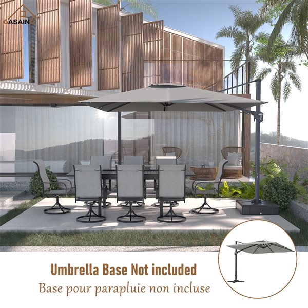 CASAINC 11-ft Grey Cantilever Patio Umbrella