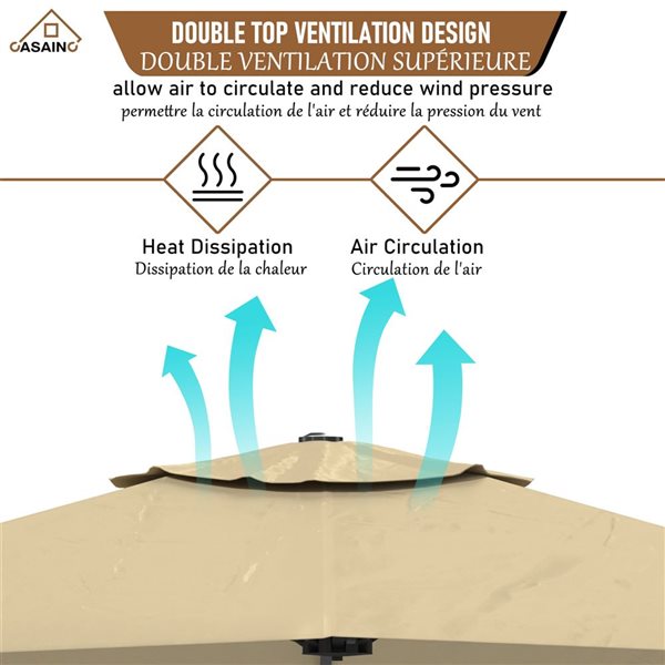 CASAINC 11-ft Beige Square Cantilever Patio Umbrella - Base Included