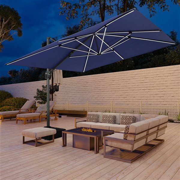 CASAINC 11-ft Blue Cantilever Patio Umbrella with LED Light CA-LEDWG02NY |  RONA